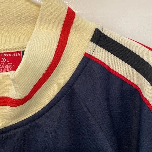 Victorious Retro Style Tracksuit Jacket Navy Blue w/White and Red Trim Size 3XL - Picture 9 of 13